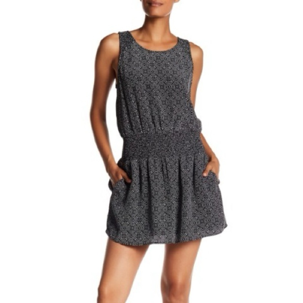 Joie Lawska Black and White Sleeveless Mini Dress